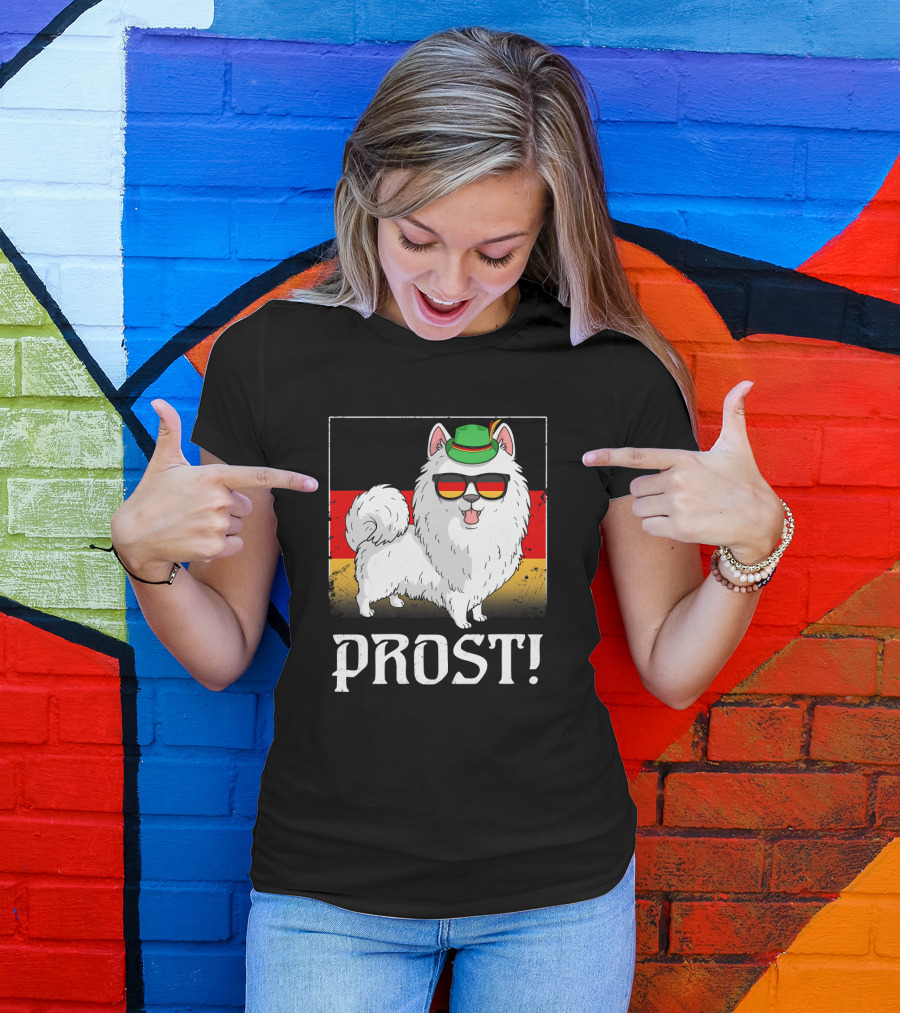 Pomeranian Dog Prost Oktoberfest German Flag Sunglasses Hat T-Shirt