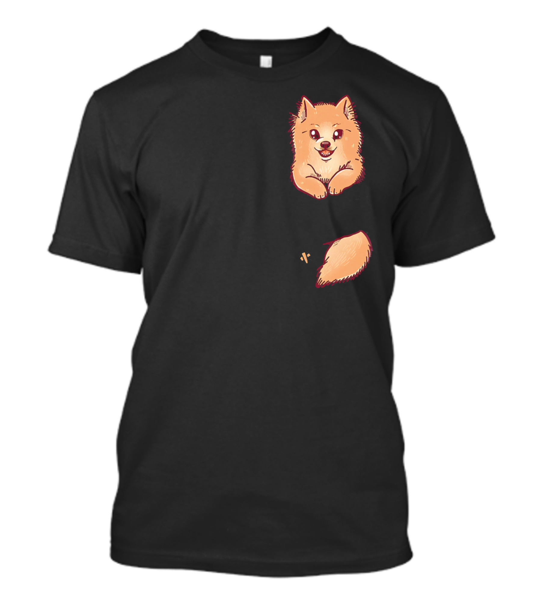 Pocket Cute Pomeranian Pommy Dog Puppy Tail Peeking Out T-Shirt