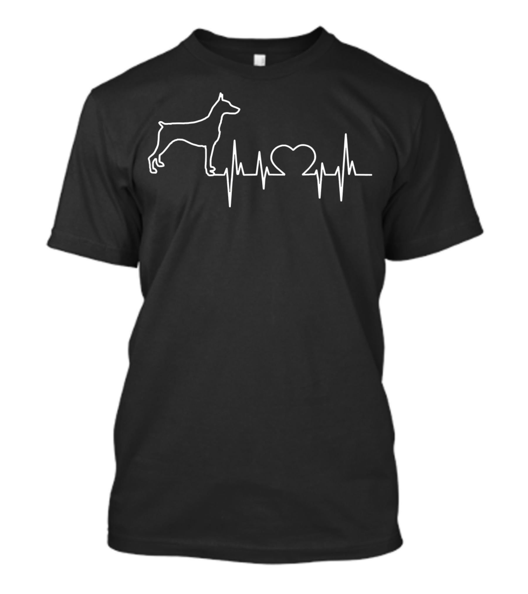 Doberman Pinscher Heartbeat Line With Heart And Dog T-Shirt