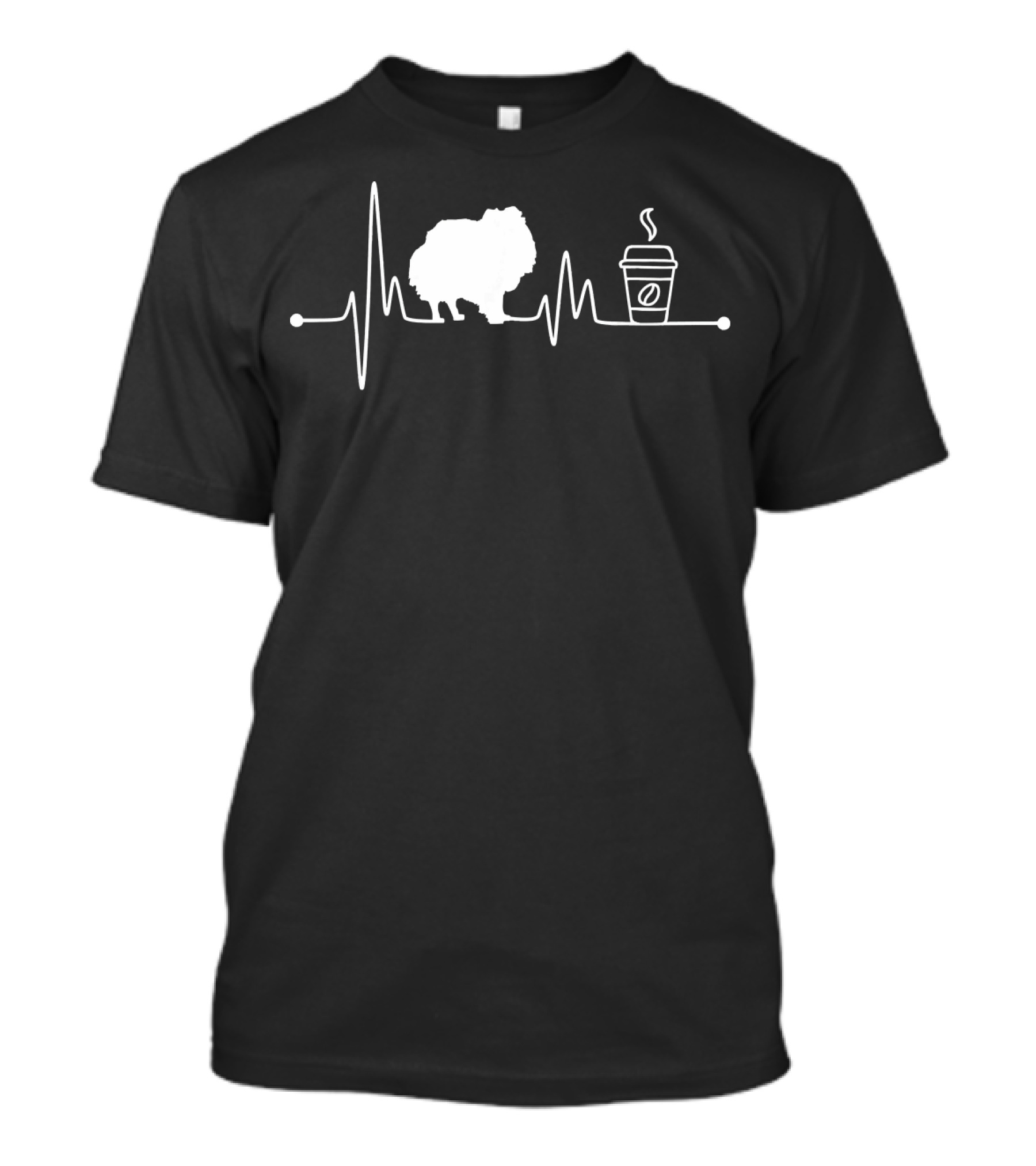 Pomeranian Coffee Heartbeat EKG Line T-Shirt