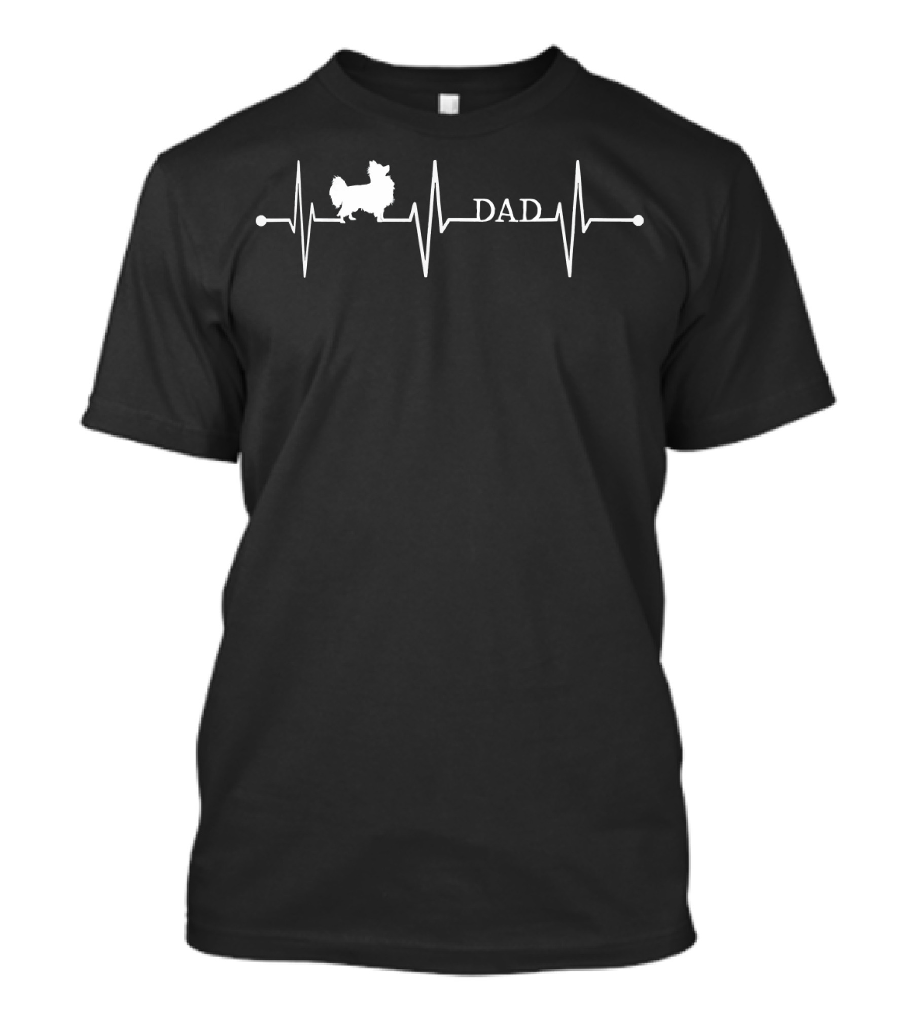 Papillon Dad Heartbeat EKG Pet Dogs T-Shirt