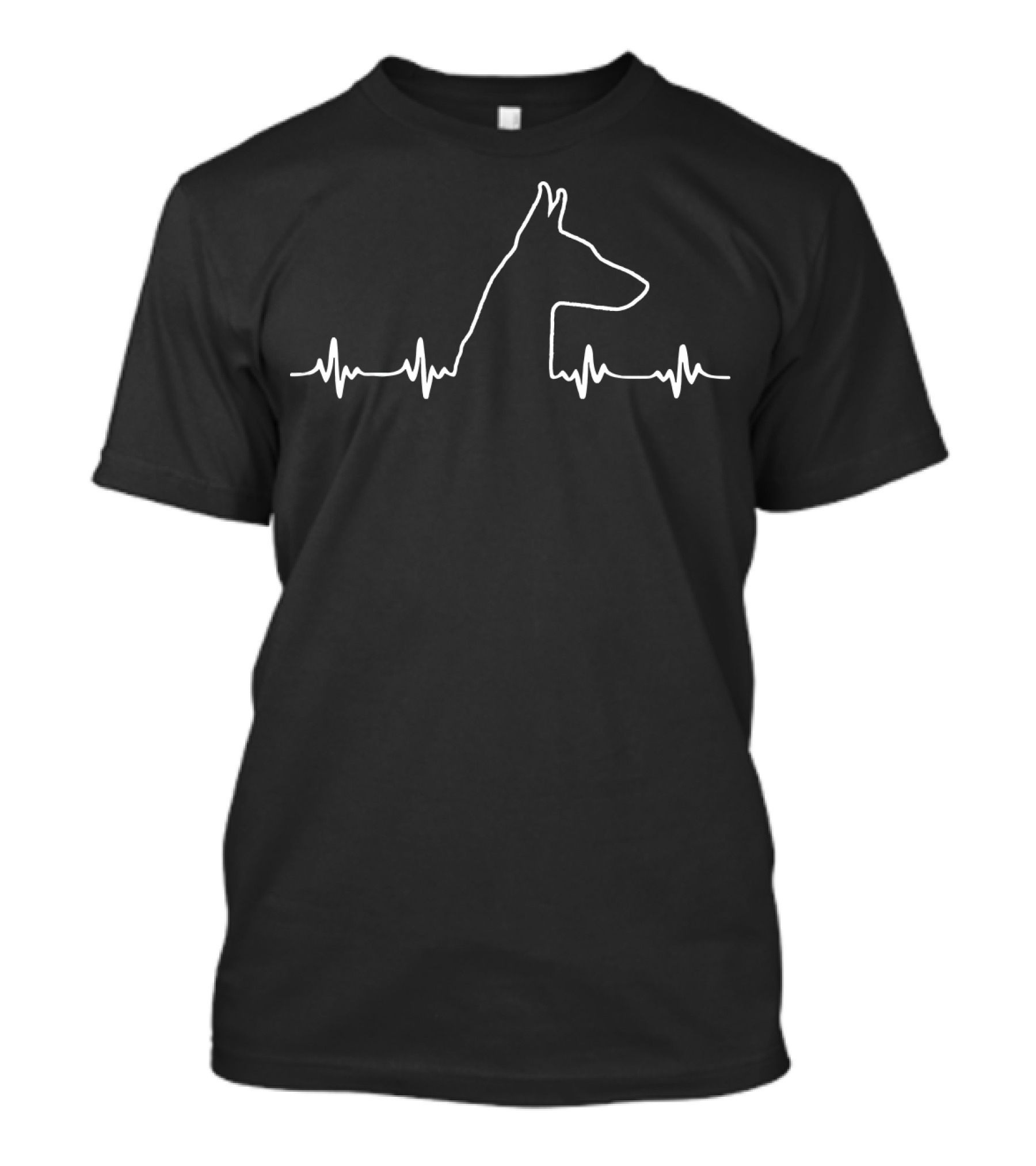 Doberman Dog Outline With Heartbeat Line T-Shirt