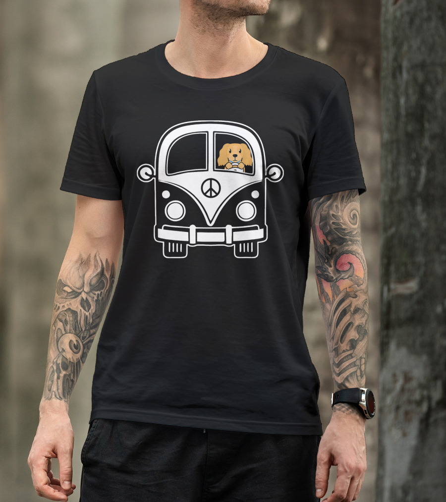 Peace Love Cocker Spaniel Hippie Van T-Shirt