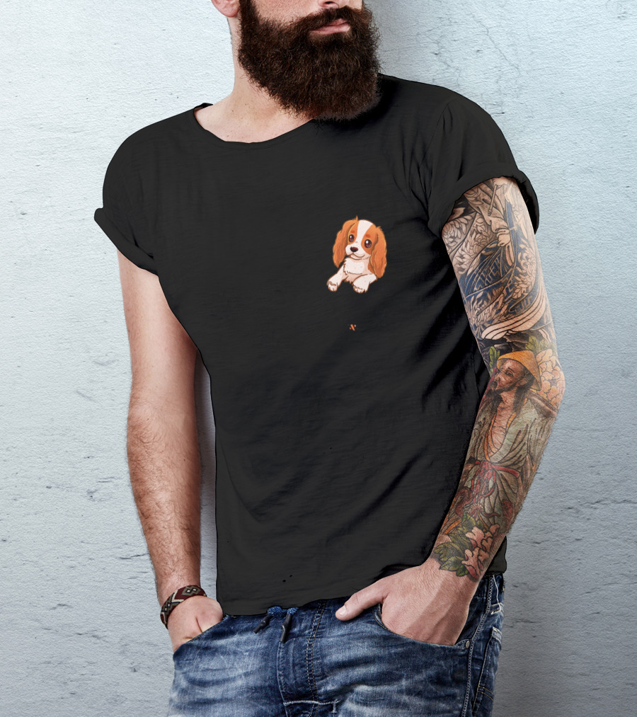 Pocket Adorable Cavalier King Charles Spaniel Puppy Charm T-Shirt