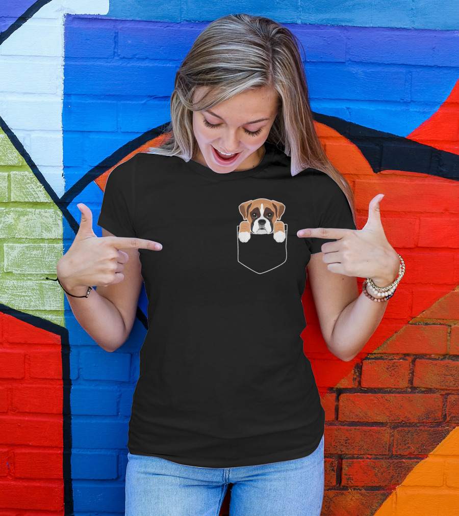 Pocket Boxer Puppy Peeking Adorable Dog T-Shirt