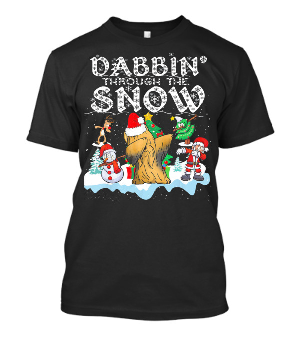 Dabbin' Through The Snow Shih Tzu Santa With Reindeer And Snowman T-Shirt