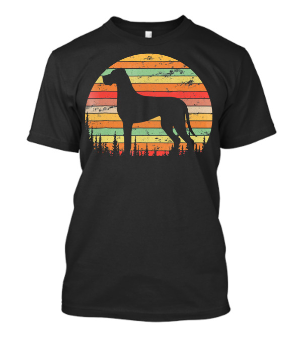 Vintage Retro Great Dane Dog Sunset Stripes T-Shirt