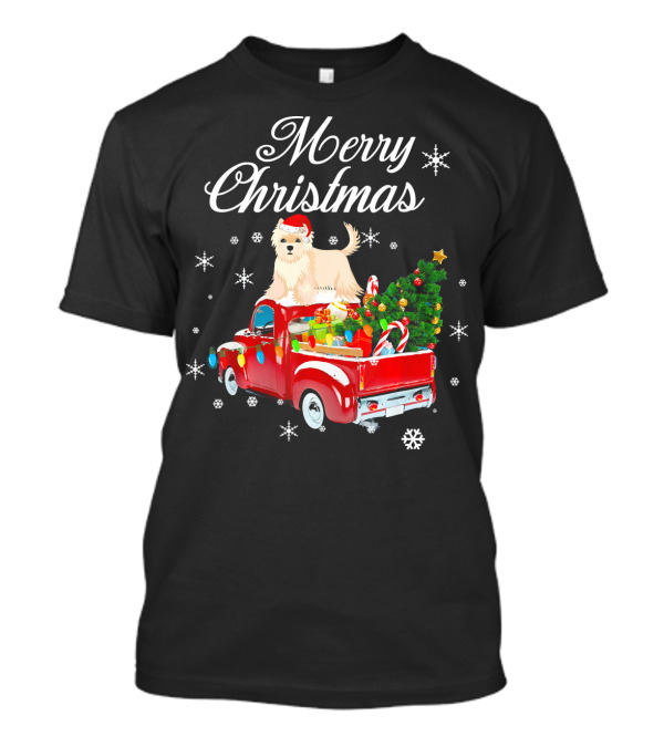Merry Christmas Shih Tzu On Red Truck With Tree And Gifts T-Shirt