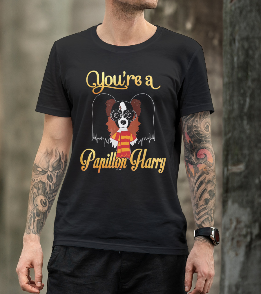 You're A Papillon Harry Dog Potter Glasses And Scarf T-Shirt