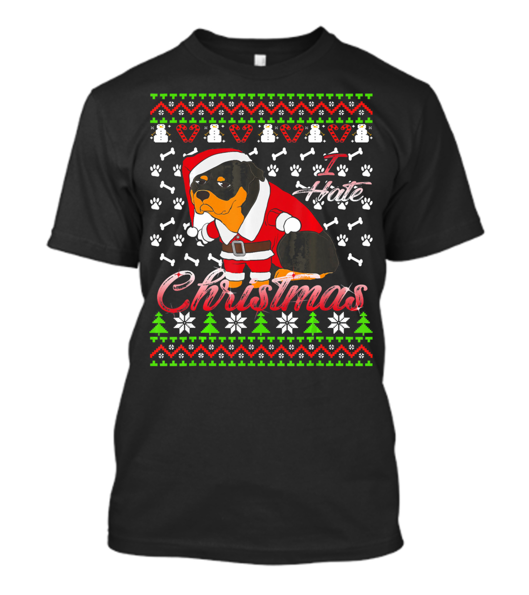 Rottweiler I Hate Christmas Santa Ugly T-Shirt