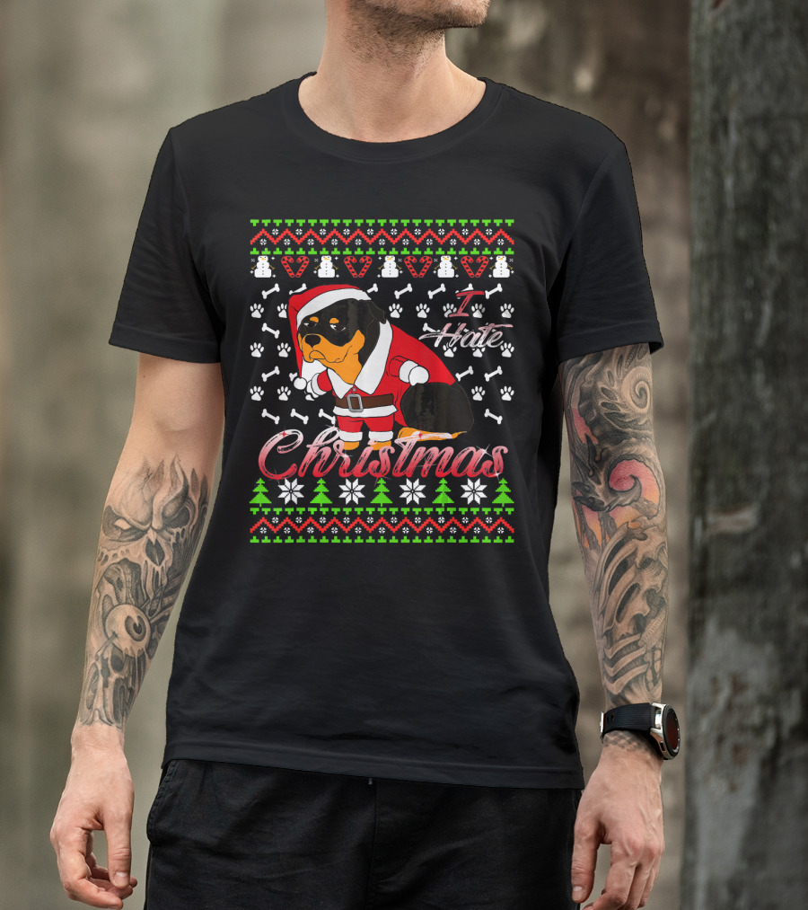 Rottweiler I Hate Christmas Santa Ugly T-Shirt