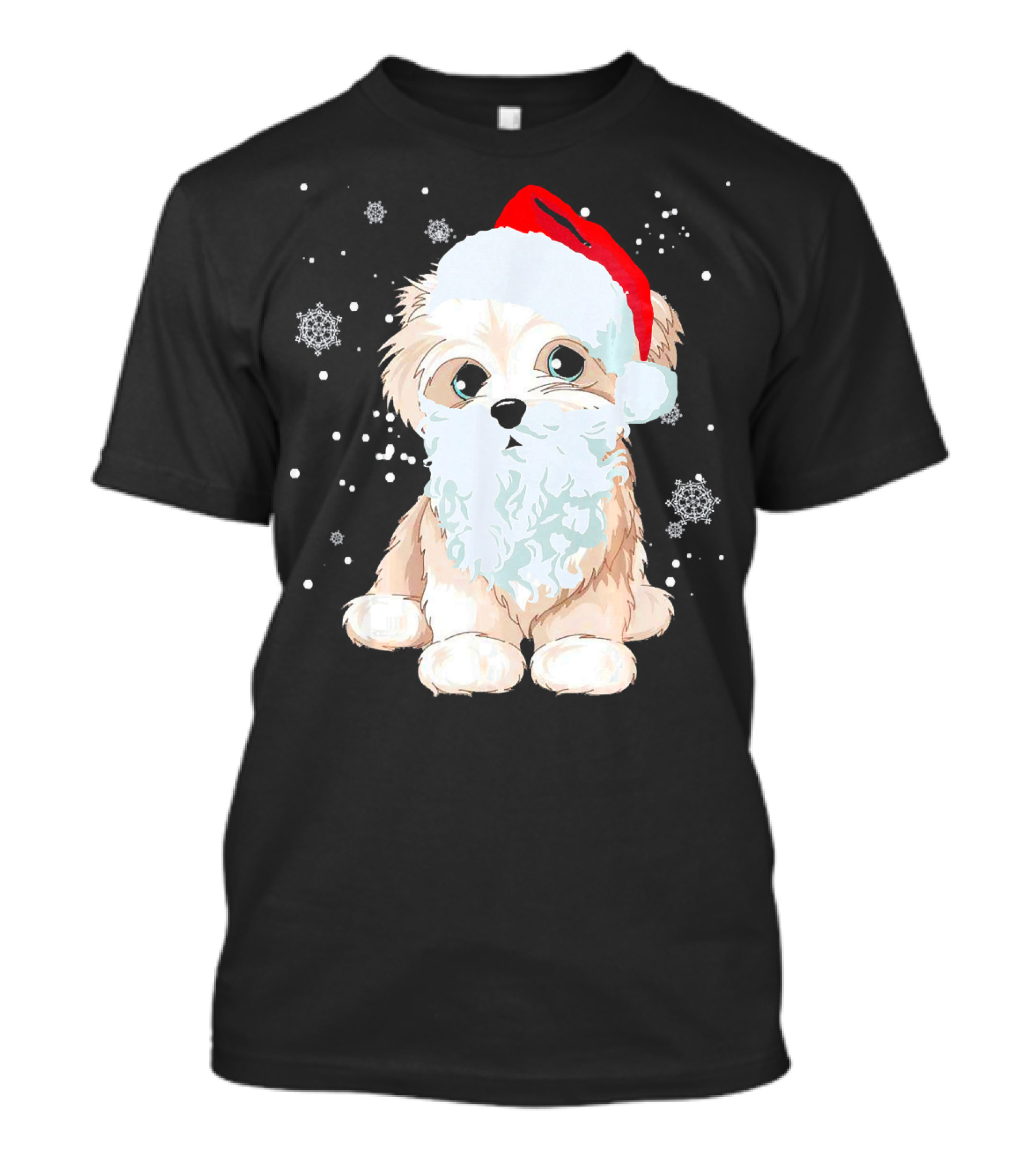 Santa Hat Maltese Dog Ugly Xmas T-Shirt