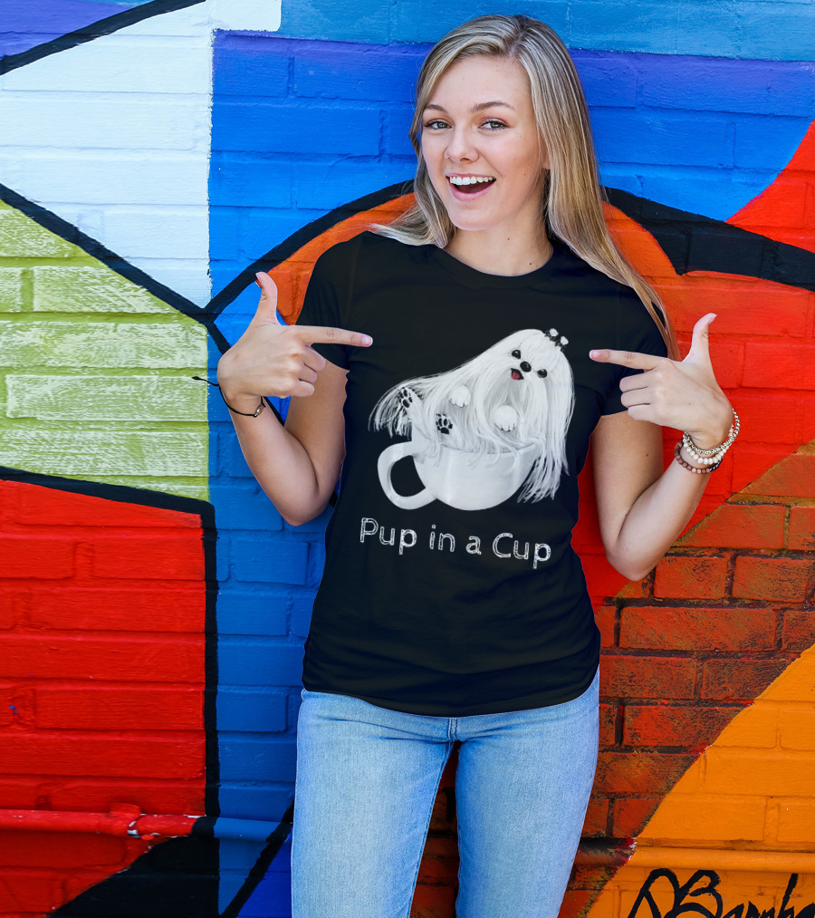 Pup In A Cup Maltese Puppy In A Teacup T-Shirt