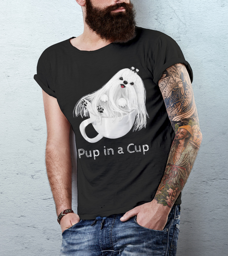 Pup In A Cup Maltese Puppy In A Teacup T-Shirt