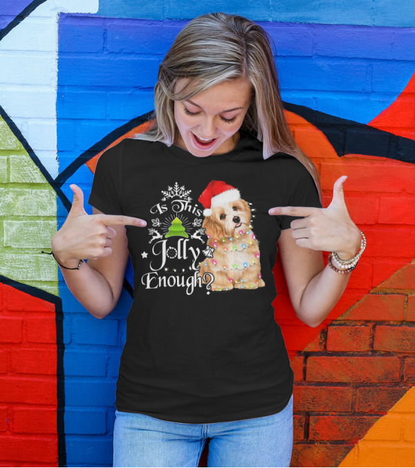 Shih Tzu Is This Jolly Enough Christmas Lights Santa Hat T-Shirt