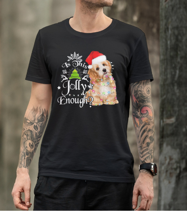 Shih Tzu Is This Jolly Enough Christmas Lights Santa Hat T-Shirt
