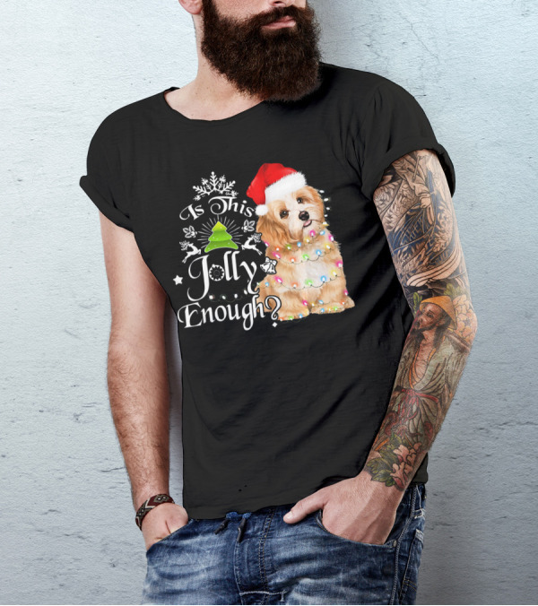 Shih Tzu Is This Jolly Enough Christmas Lights Santa Hat T-Shirt