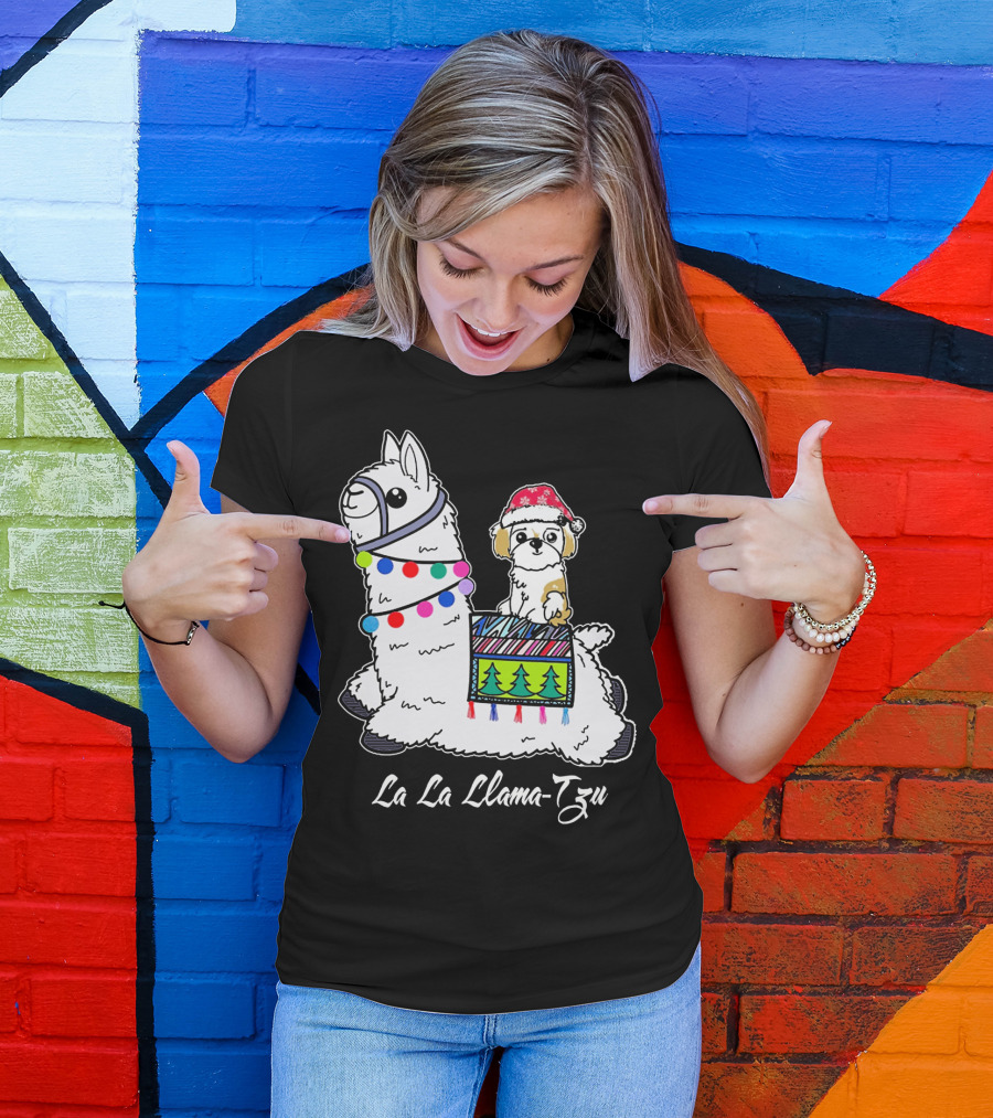 La La Llama-Tzu Christmas Dog Santa Lover T-Shirt