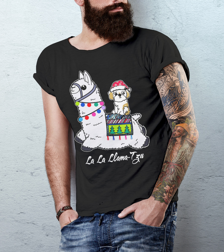 La La Llama-Tzu Christmas Dog Santa Lover T-Shirt
