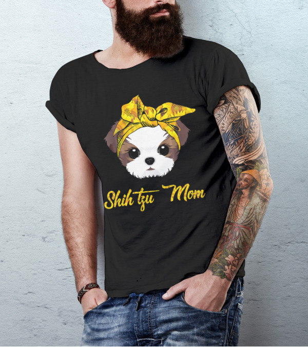Shih Tzu Mom Sunflower Bandana T-Shirt