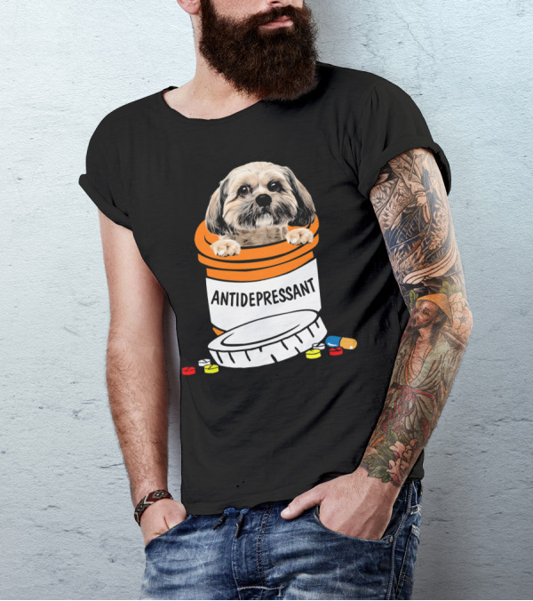 Shih Tzu Antidepressant Prescription Pill Bottle T-Shirt