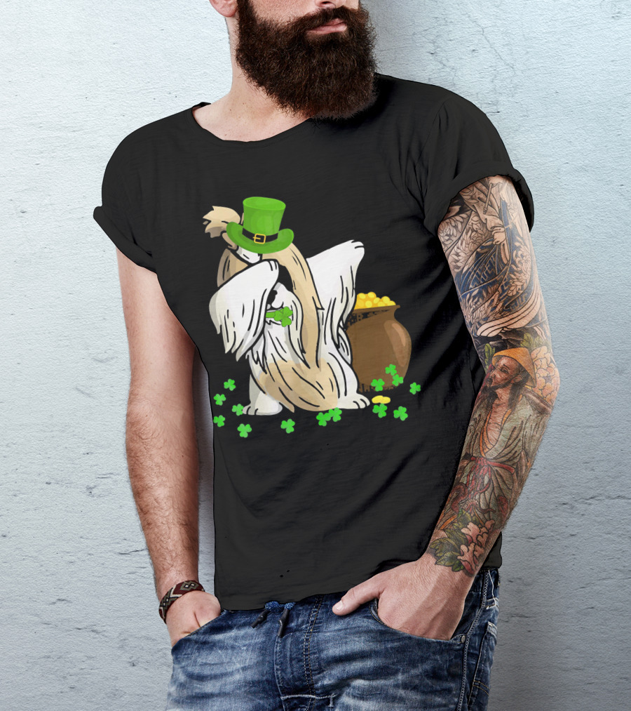 SHIH TZU Dabbing St Patricks Day Clover And Gold T-Shirt