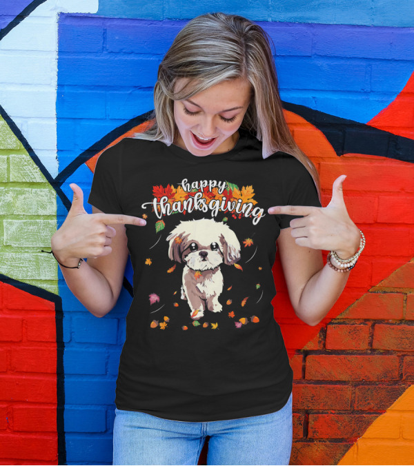 Happy Thanksgiving Cute Shih Tzu T-Shirt