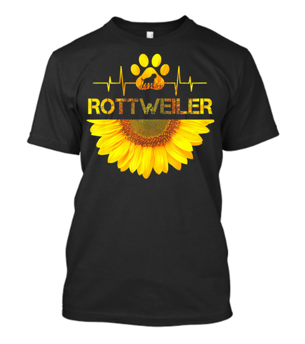 Rottweiler Paw Heartbeat Sunflower T-Shirt