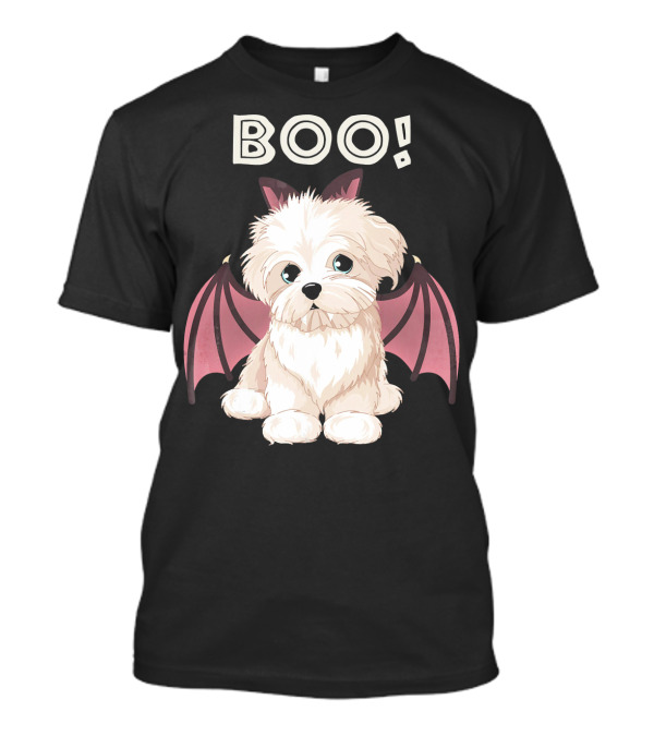 BOO Maltese With Bat Wings T-Shirt