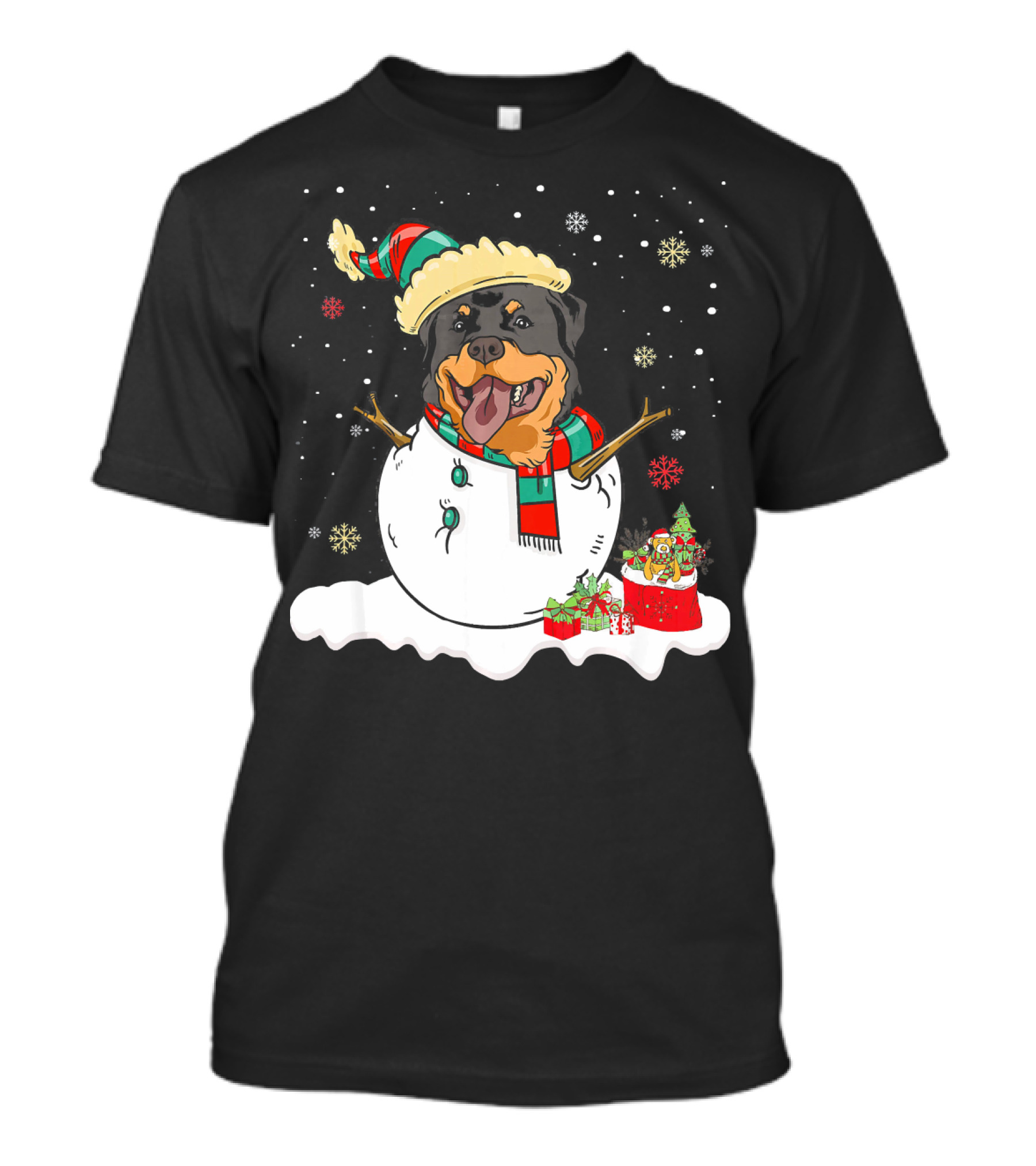 Rottweiler Snowman Merry Christmas Lover T-Shirt