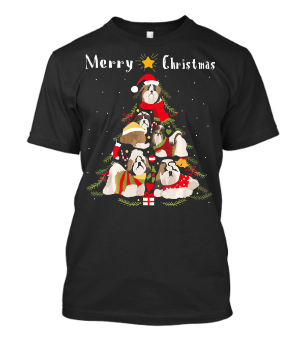 Merry Christmas Shih Tzu Tree T-Shirt