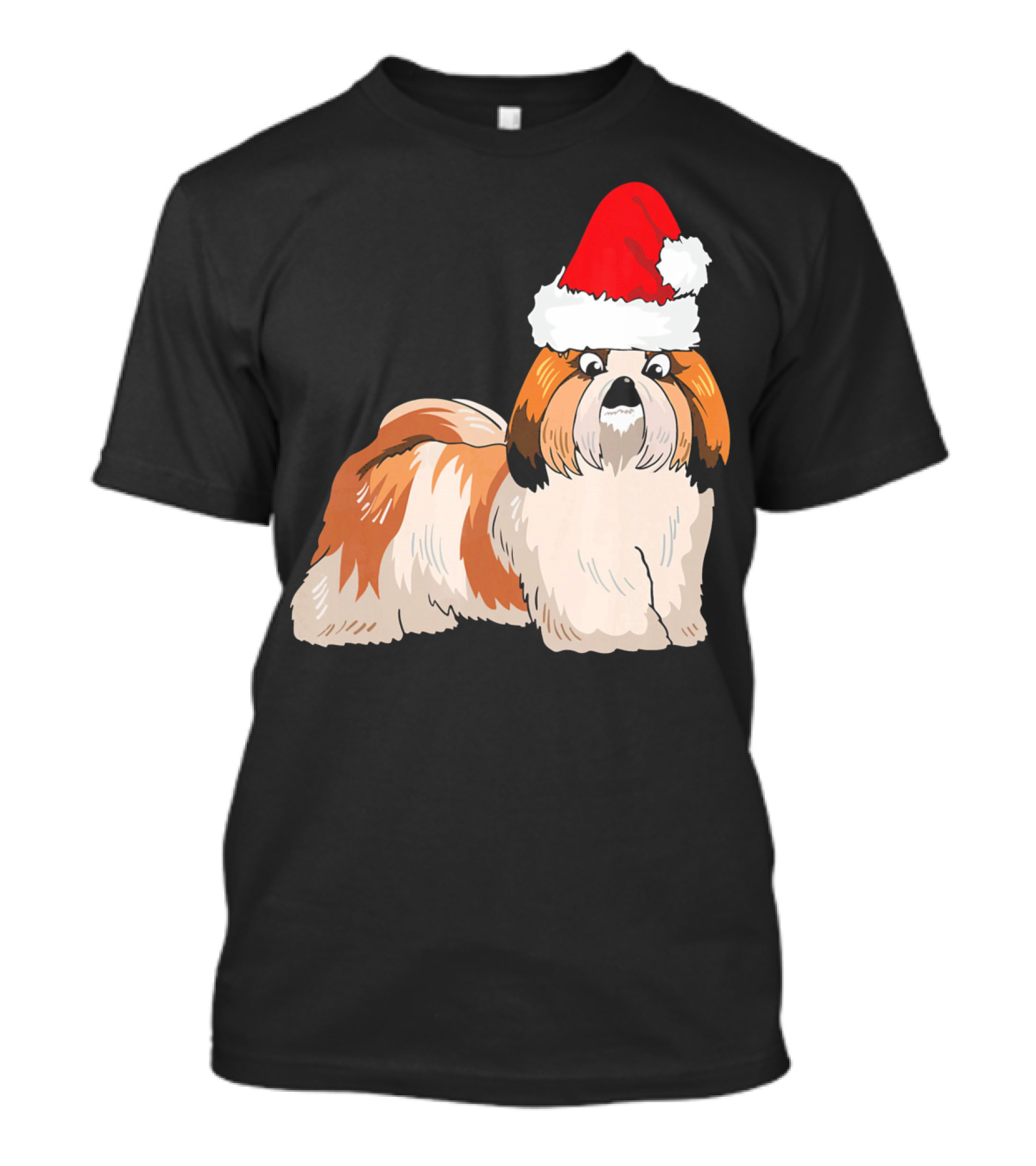 Santa Hat Shih Tzu Dog With Christmas Vibes T-Shirt