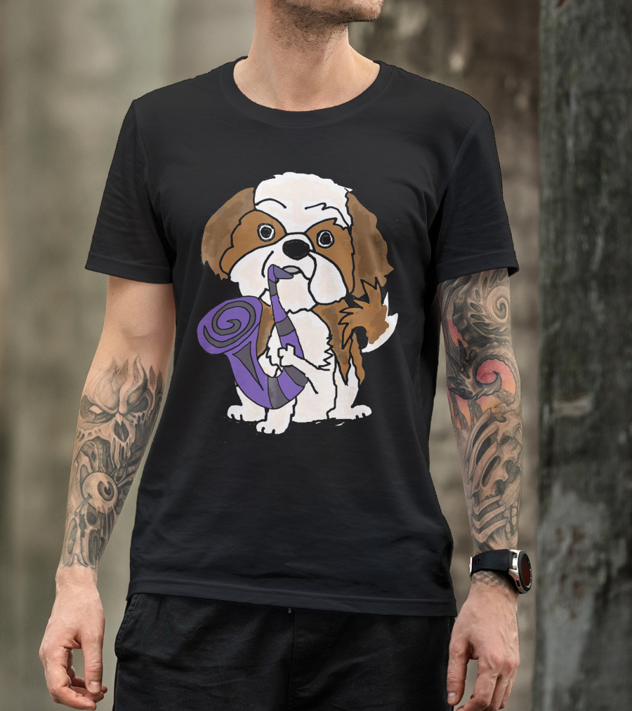 Smilemoretees Shih Tzu Playing Purple Saxophone Fun T-Shirt