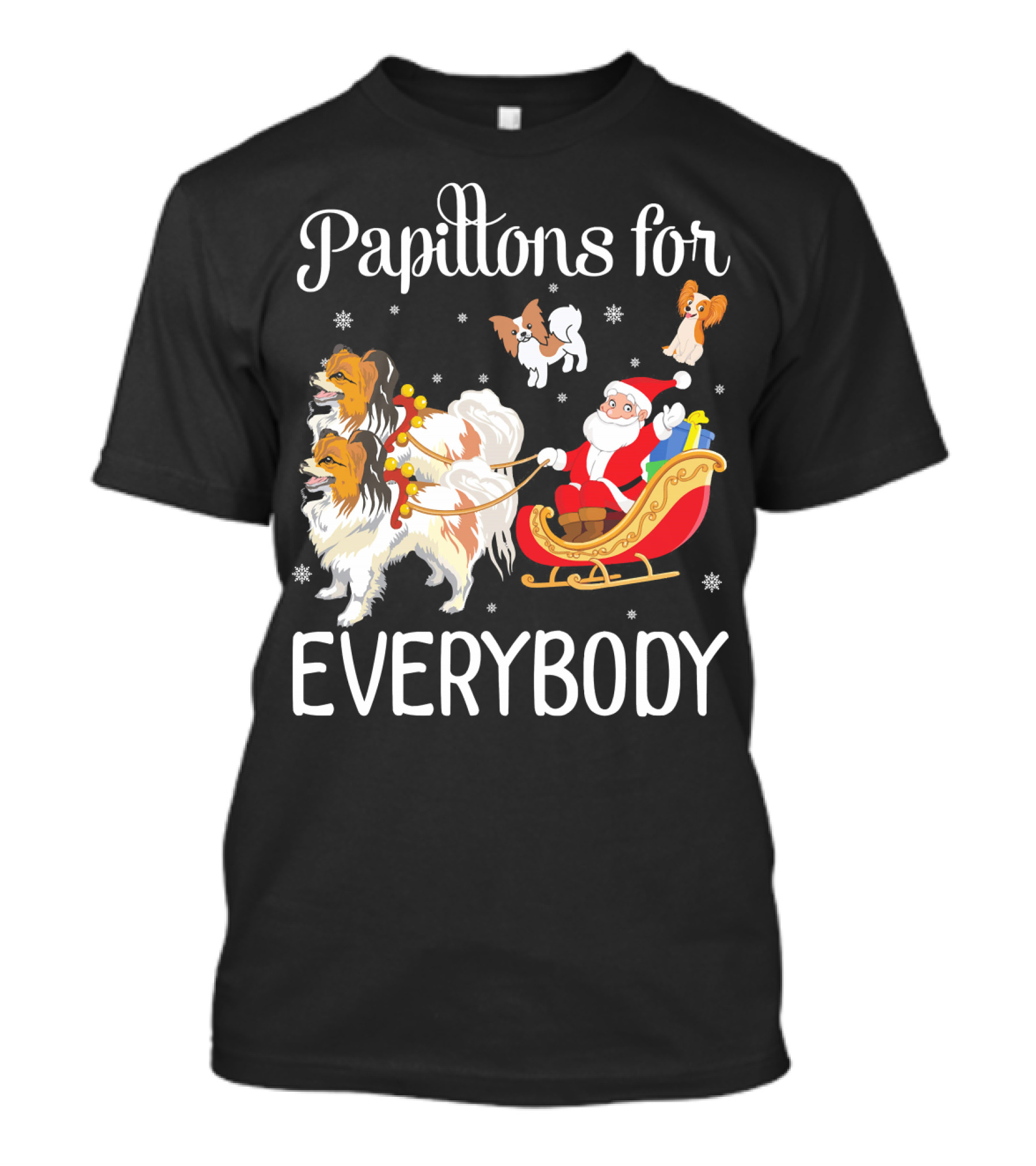 Papillons For Everybody Santa Claus With Papillon Dogs T-Shirt