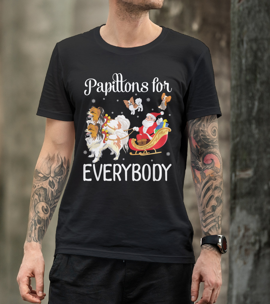 Papillons For Everybody Santa Claus With Papillon Dogs T-Shirt
