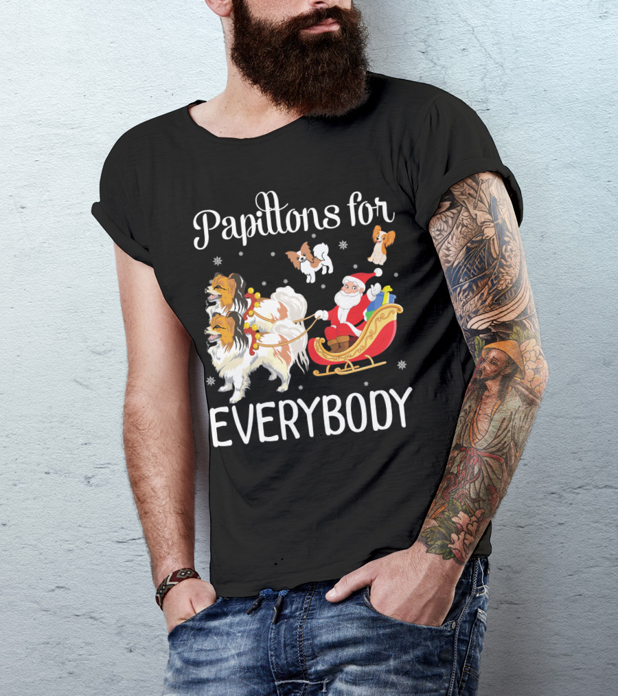 Papillons For Everybody Santa Claus With Papillon Dogs T-Shirt