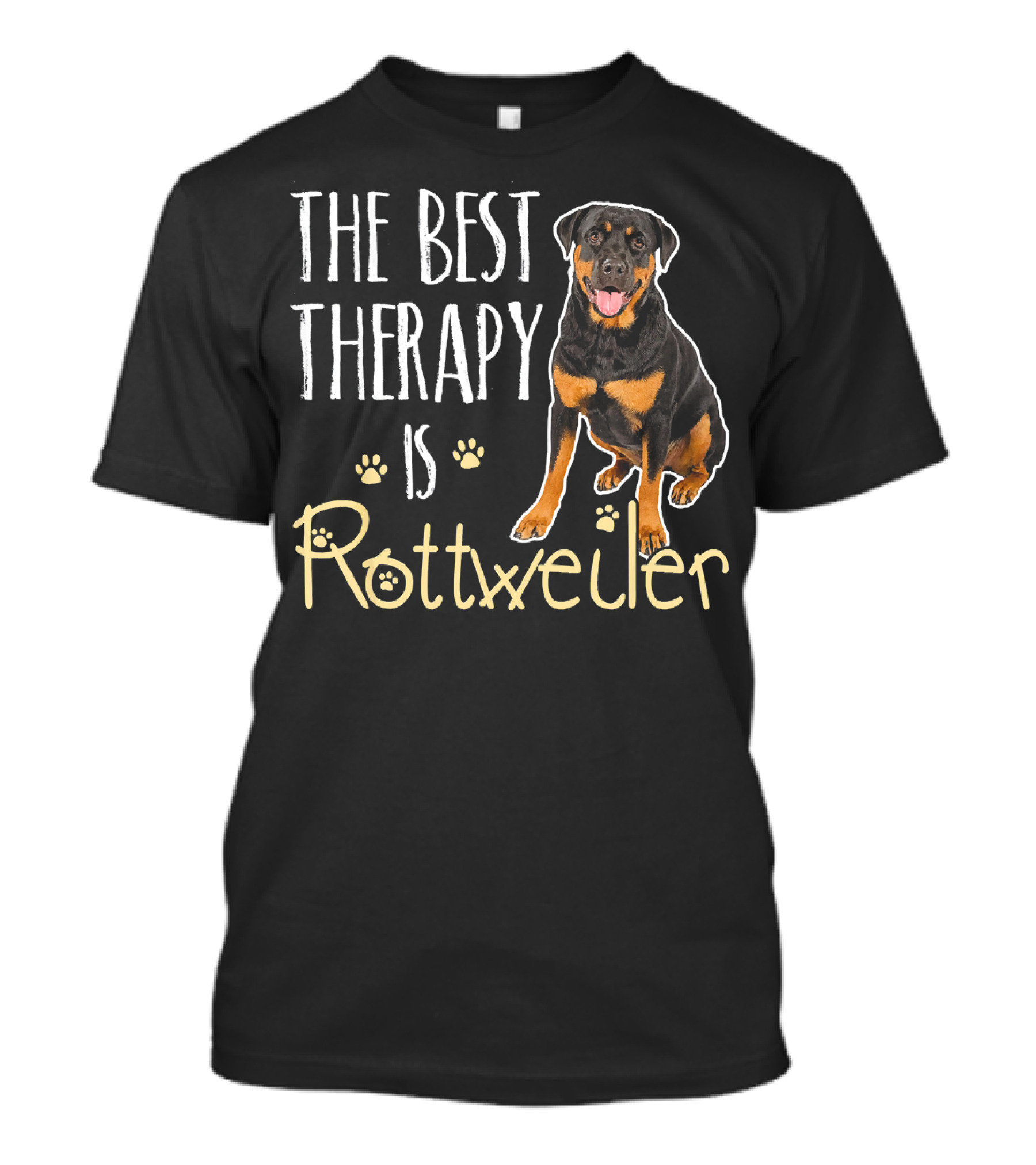 The Best Therapy Is Rottweiler Paw Print Dog T-Shirt