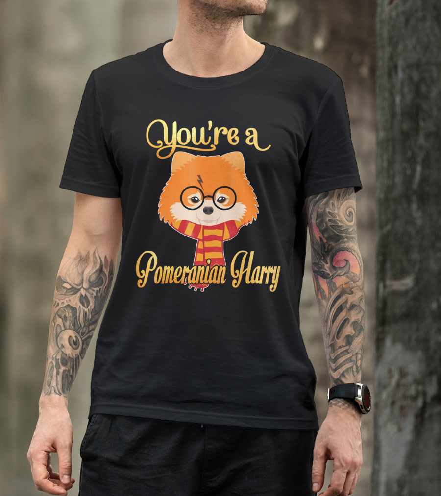 You're A Pomeranian Harry Dog Potter Glasses Scarf T-Shirt