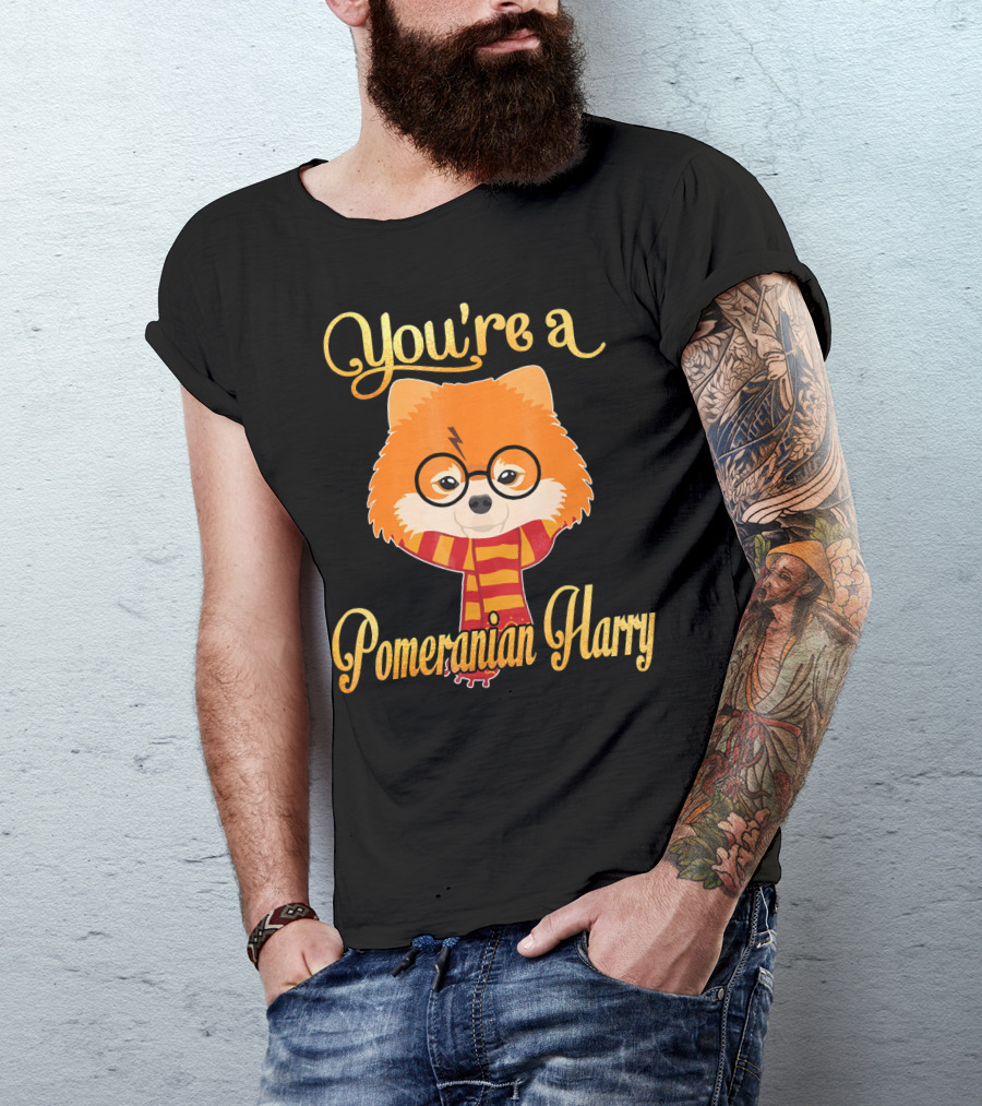You're A Pomeranian Harry Dog Potter Glasses Scarf T-Shirt