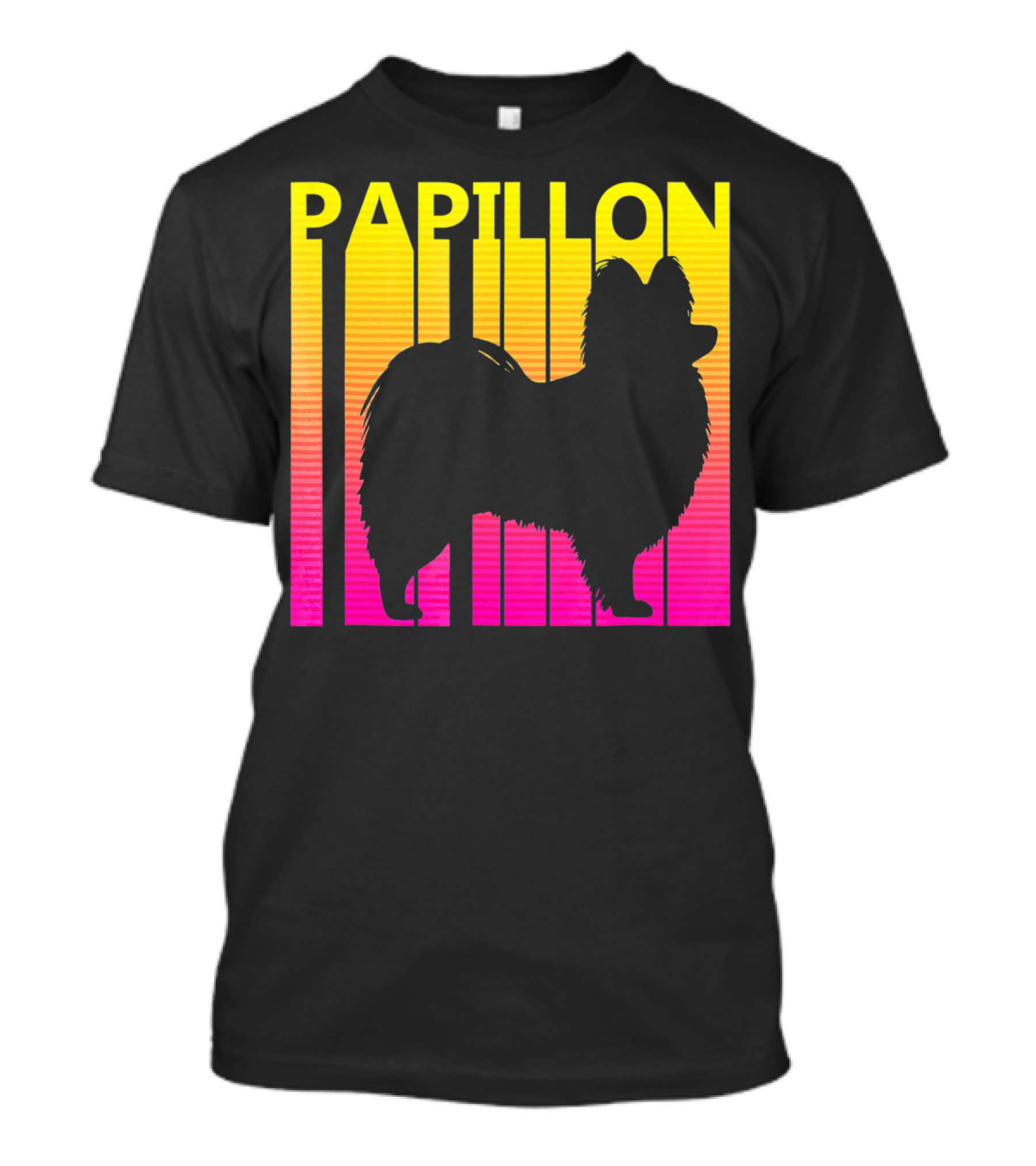 Vintage Papillon Silhouette Retro Sunset T-Shirt