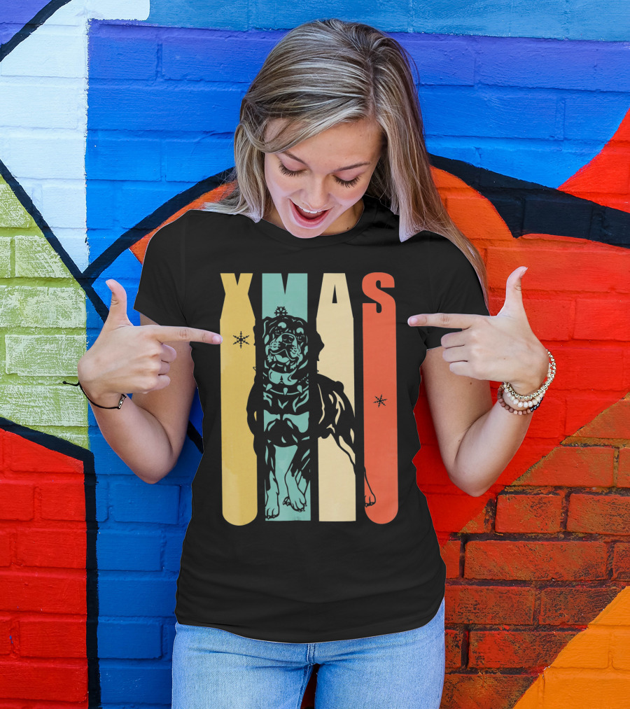 Rottweiler Dog Xmas Vintage T-Shirt
