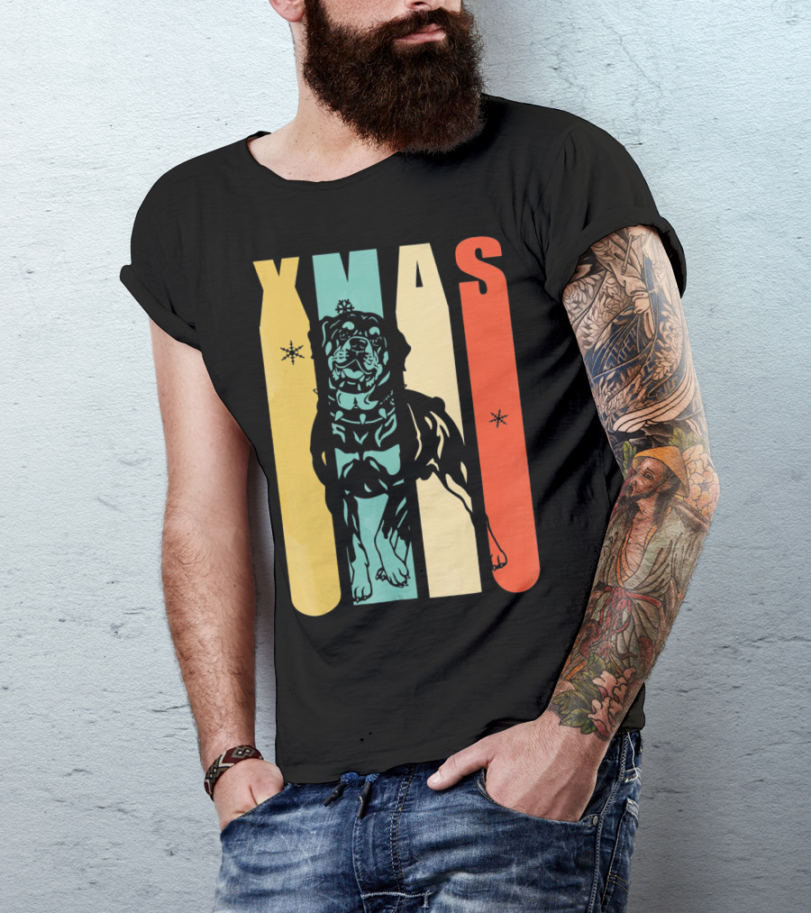 Rottweiler Dog Xmas Vintage T-Shirt
