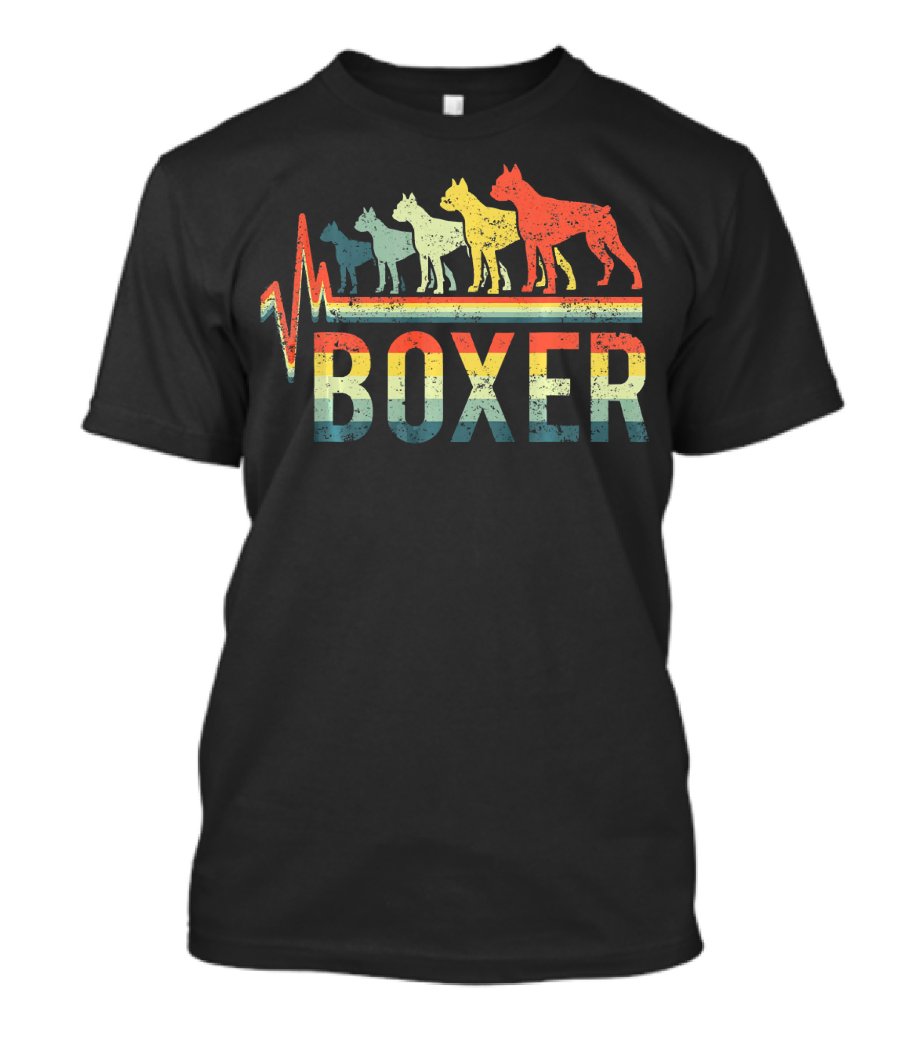 Boxer Dog Heartbeat Vintage Retro Dogs T-Shirt