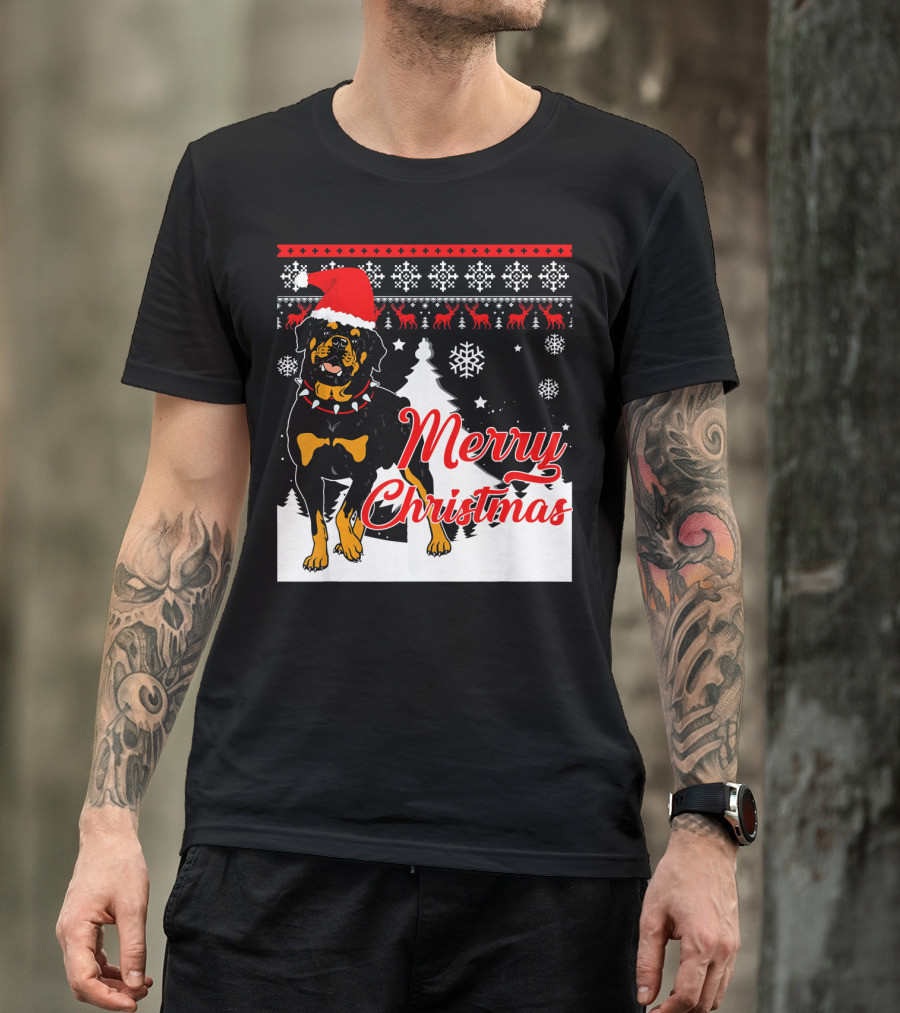 Merry Christmas Rottweiler DOG T-Shirt