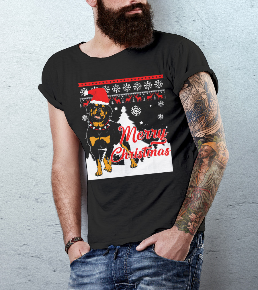 Merry Christmas Rottweiler DOG T-Shirt