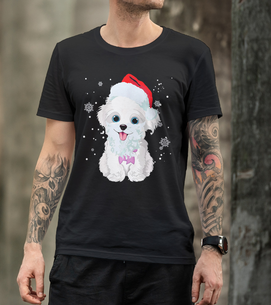 Shih Tzu Owner Ugly Xmas Santa Hat Snowflakes T-Shirt