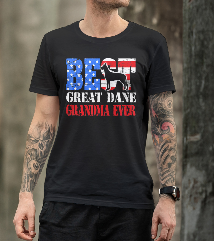 BEST Great Dane Grandma Ever American Flag Dog T-Shirt