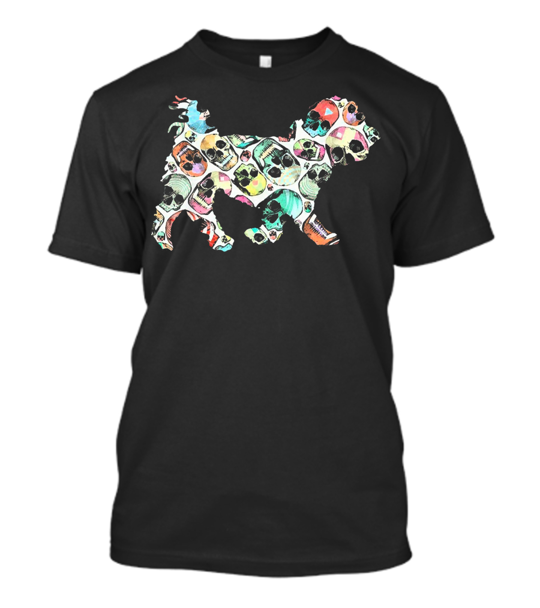 Zombie Maltese Dog With Colorful Skull Patterns For Halloween Fun T-Shirt