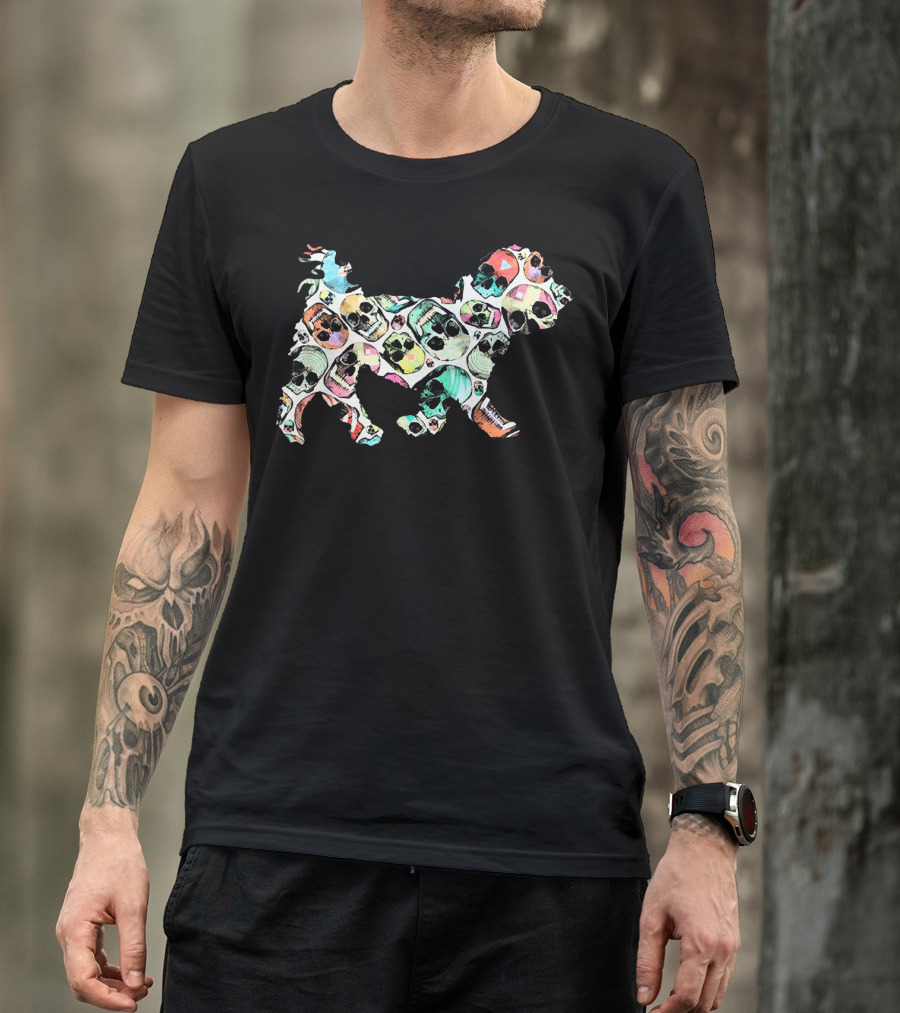 Zombie Maltese Dog With Colorful Skull Patterns For Halloween Fun T-Shirt