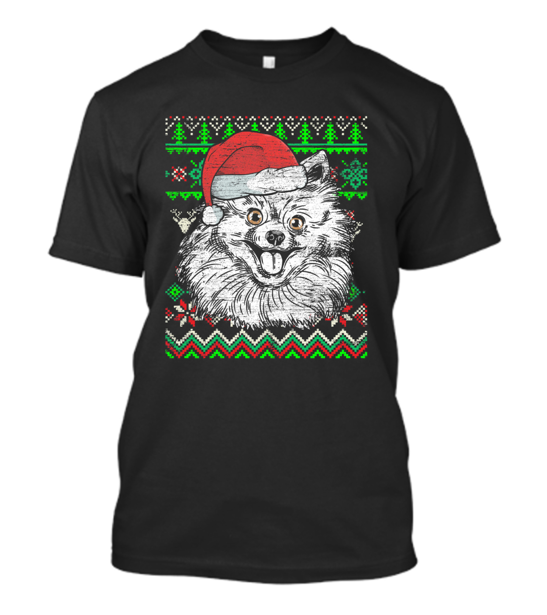 Pomeranian Santa Ugly Christmas T-Shirt